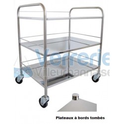 chariots inox 3 plateaux bords tombes  Avec poi...