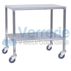 Table inox soudee mobiles 2 plateaux Roues Diam...